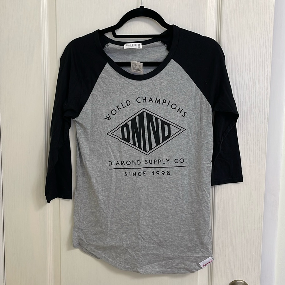 3 Quarter Sleeve Diamond Supply Co Shirt MEDIUM